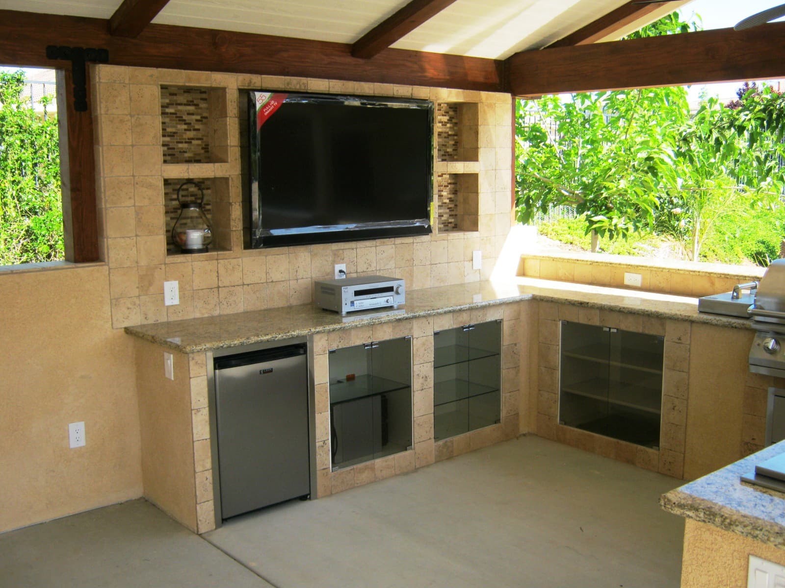 Concrete patio with fire feature