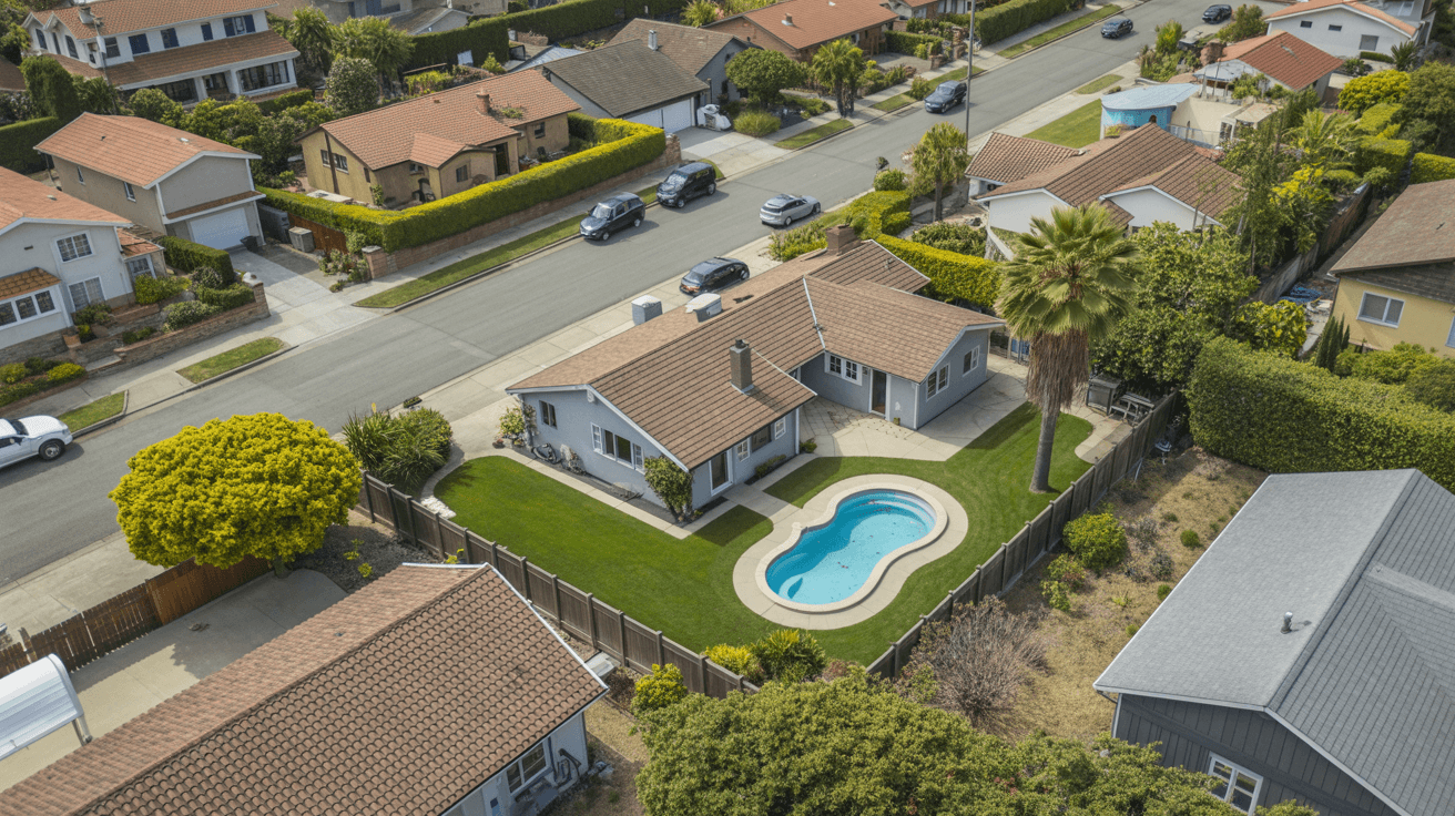 Aerial view of completed ADU on California property