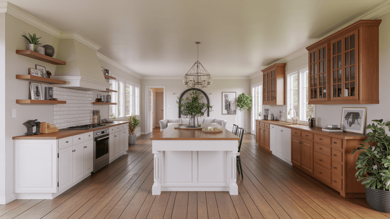Open concept kitchen transformation with large island